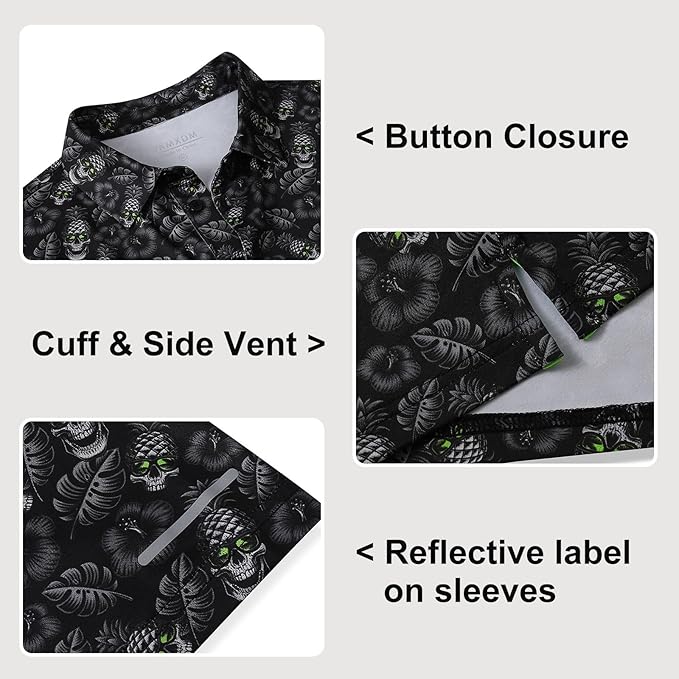 Golf Shirts for Men - Moisture Wicking Short Sleeve Performance Sport Casual Striped Collared Mens Polo Shirt IronWave Fitness