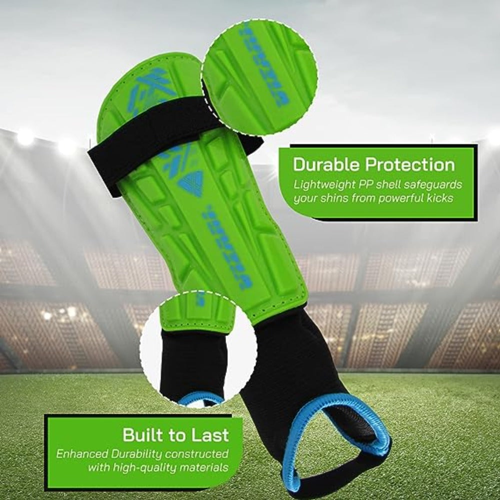 Vizari Malaga Soccer Shin Guards for Youth & Adults -Lightweight Ankle Protection – Green Vizari Sports