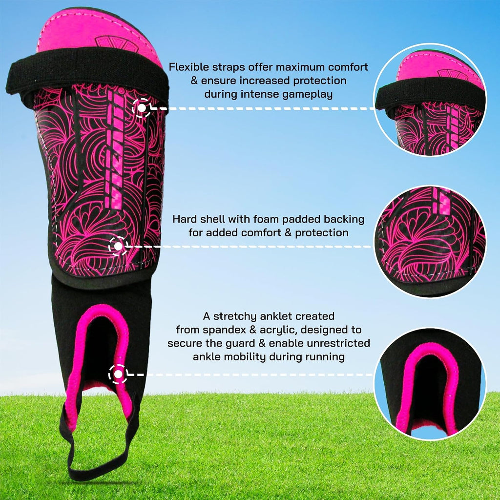 Vizari Cali Soccer Shin Guard with Ankle Protection – Pink/Black Vizari Sports