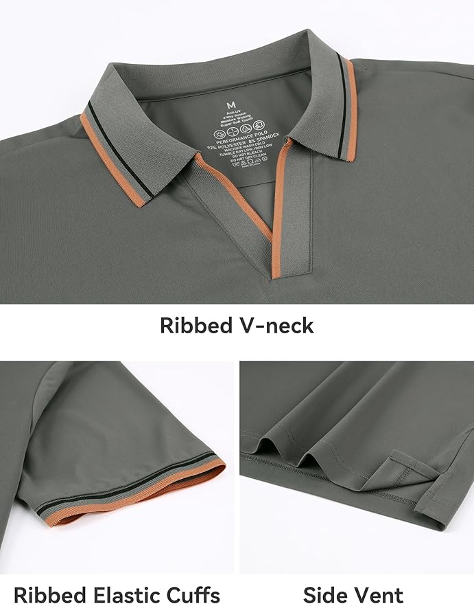 Esabel.C Jacquard Golf Shirts for Men Moisture Wicking Short Sleeve Performance Dry Fit Active Mens Polo Shirts IronWave Fitness