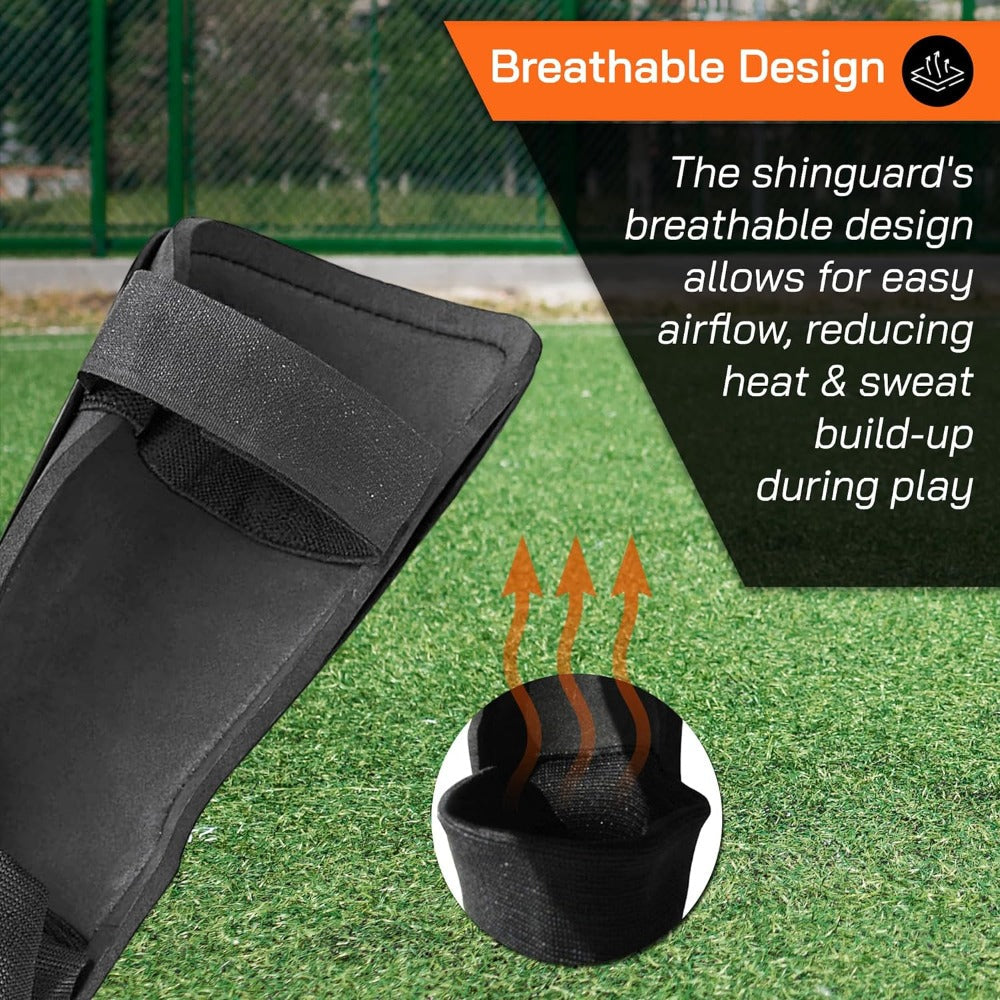 Vizari Malaga Soccer Shin Guards for Youth & Adults -Lightweight Ankle Protection – Orange/Black Vizari Sports