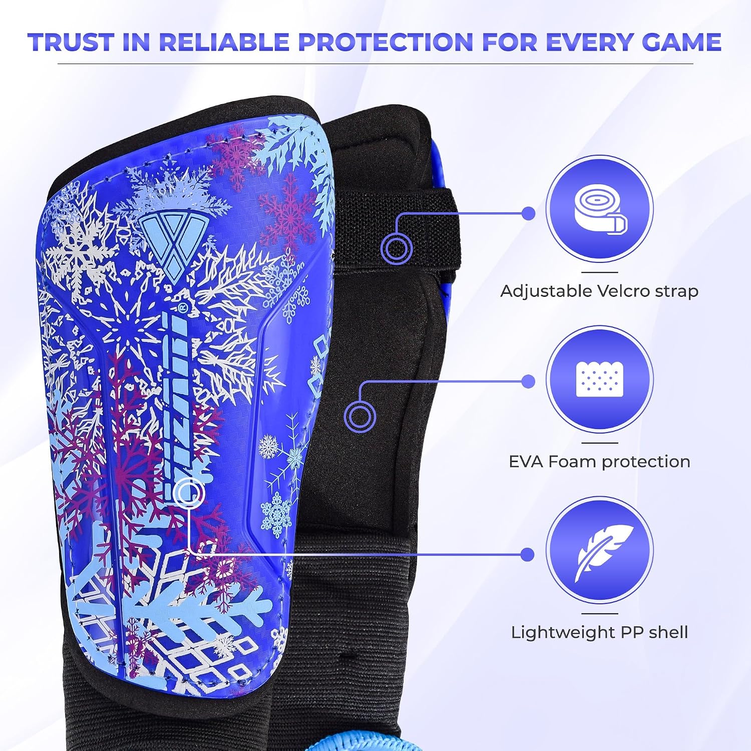 Vizari Frost 2 Soccer Shin Guards with Ankle Protection – Blue/Purple Vizari Sports