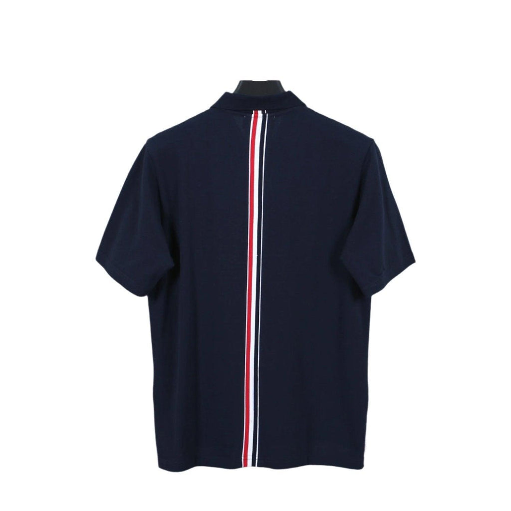 Thom Browne Navy Blue T-Shirt with Collar Banlieue91