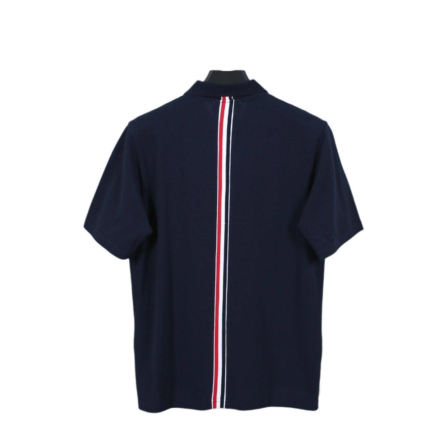 Thom Browne Navy Blue T-Shirt with Collar Banlieue91
