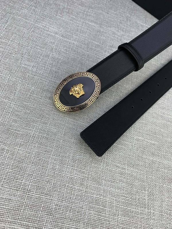 Versace Black Leather Vitello Belt Gold Medallion Buckle Banlieue91