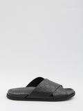 GUCCI Men's Leather Slide Sandals with Braided Strap and Embossed Logo - Comfortable Rubber Sole Banlieue91