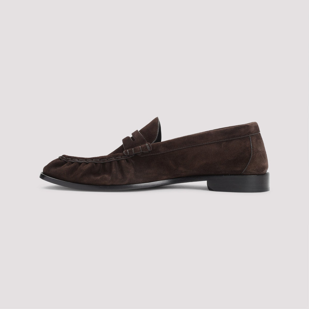 SAINT LAURENT Suede Loafers with Cassandre Detailing Banlieue91