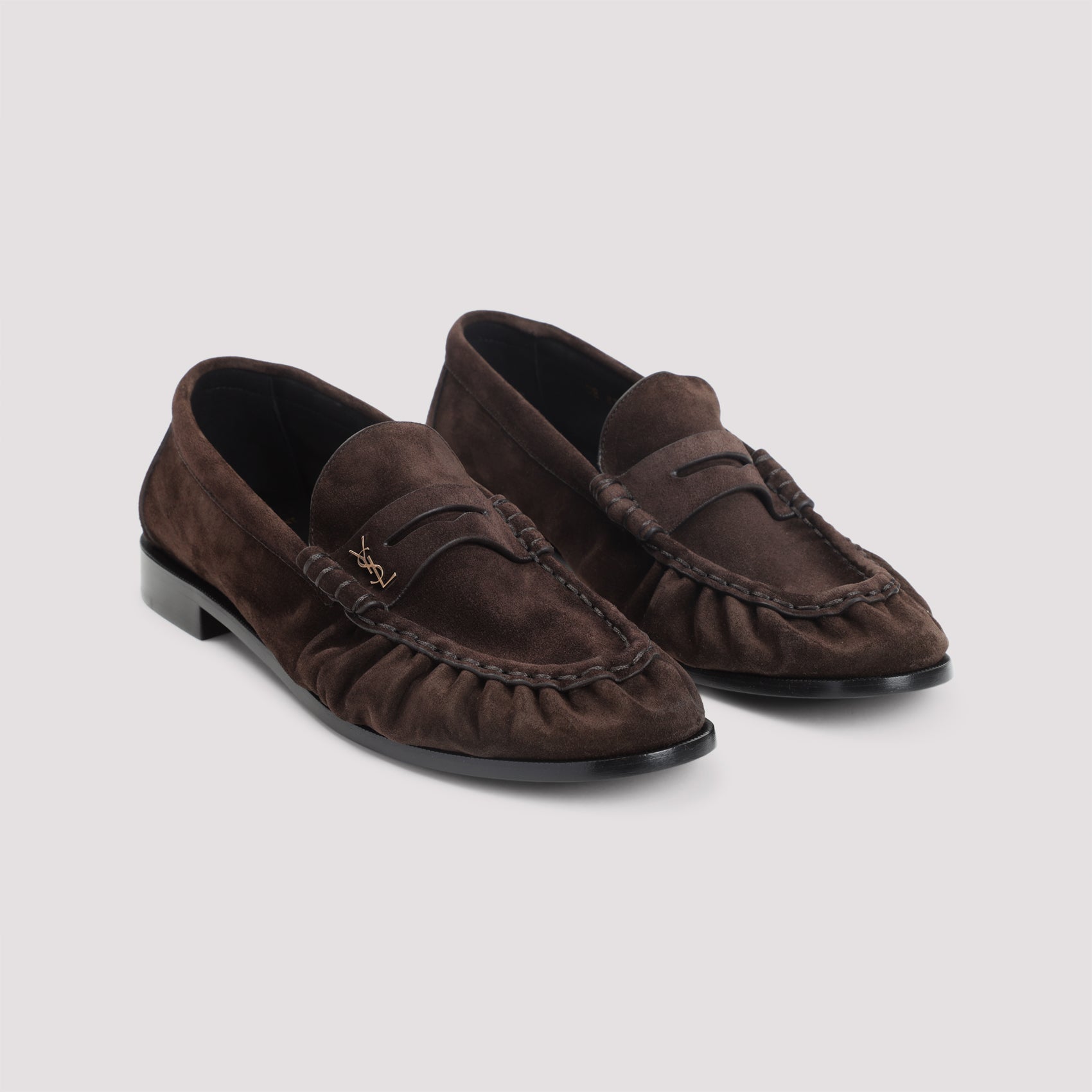 SAINT LAURENT Suede Loafers with Cassandre Detailing Banlieue91