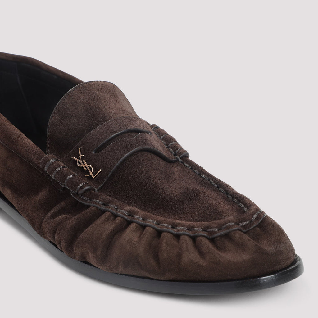 SAINT LAURENT Suede Loafers with Cassandre Detailing Banlieue91