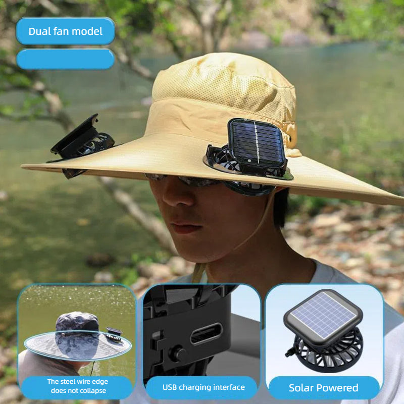 Camper Solar Fan Hat Fishing Hat Men's Outdoor Mountaineering UV Protection Sunshade Fishing Hat with Fan V.I.P Digital Presence