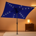 Rectangular 6.5X10 Ft Navy Blue Solar Powered Umbrella