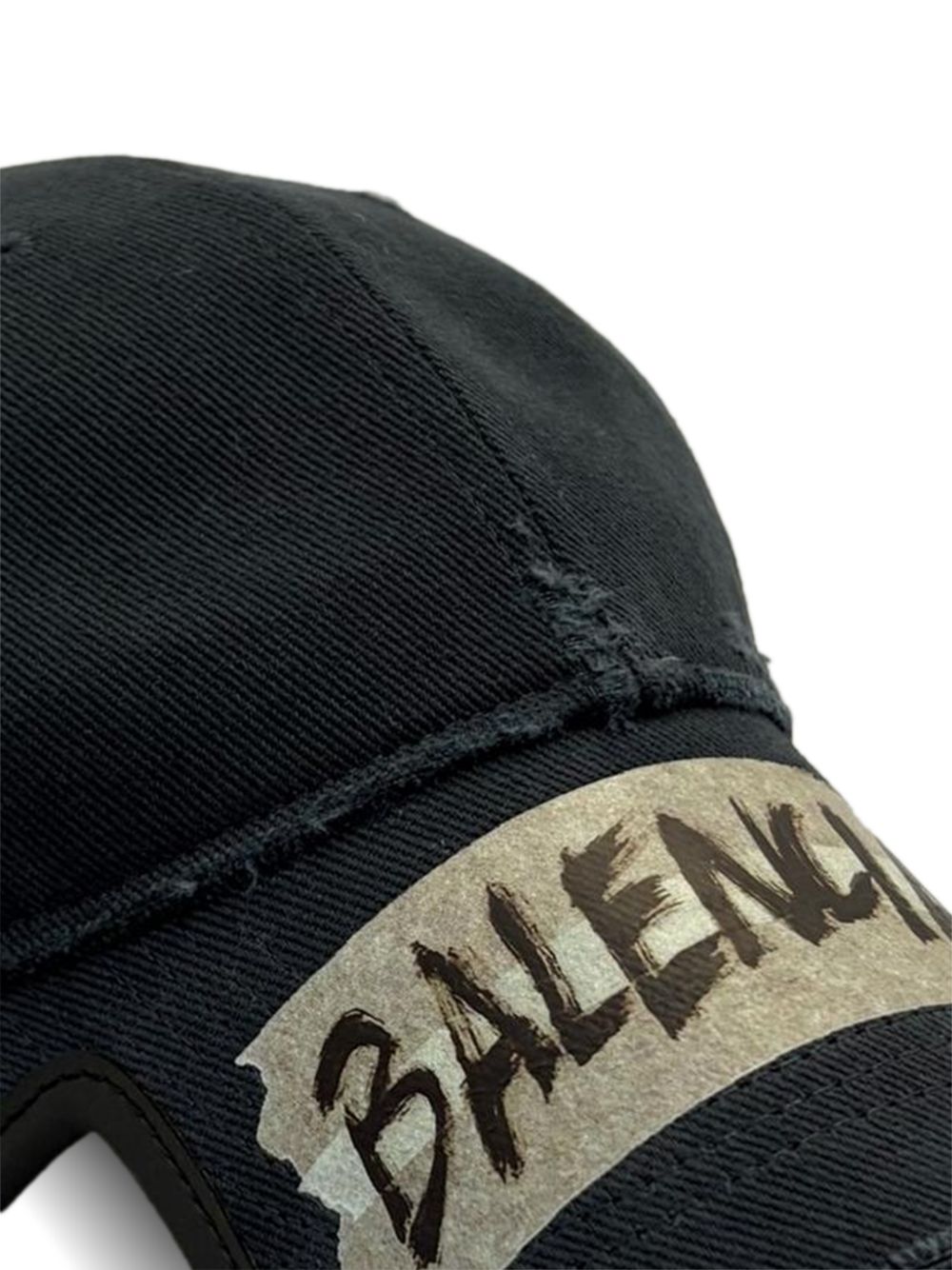 BALENCIAGA Frayed Trim Curved Peak Cap