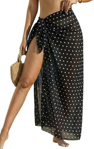 Sheer Chiffon High-Slit Swim Cover-Up Dress – Floral Print, One Size FitiqueFit