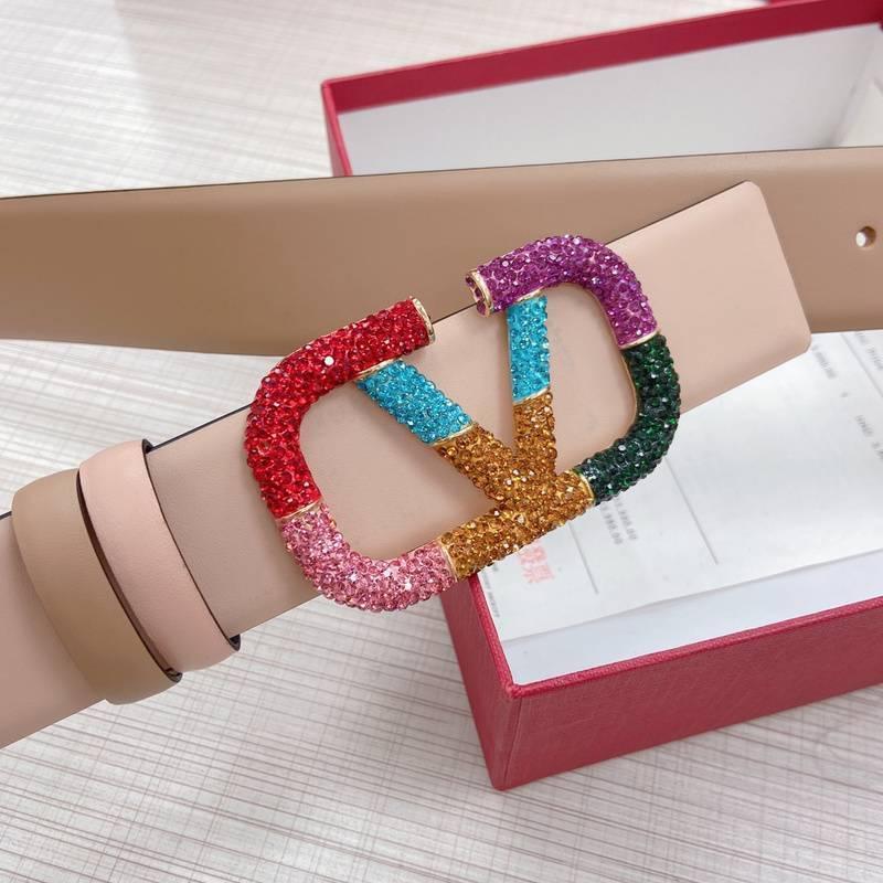 VALENTINO GARAVANI V logo Rainbow Reversible Leather Belt 'Beige/Light Brown' Banlieue91