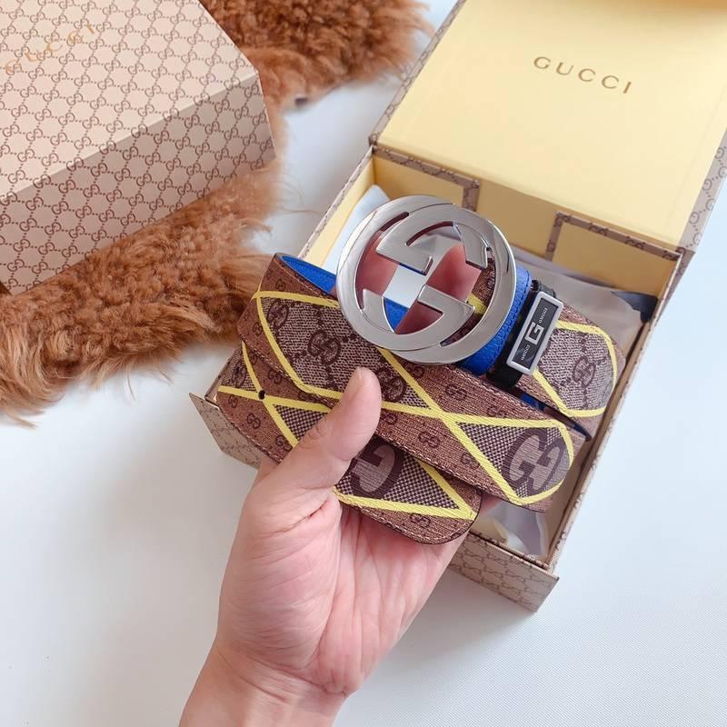 GUCCI Embellished coated-canvas and leather belt 'Brown' Banlieue91
