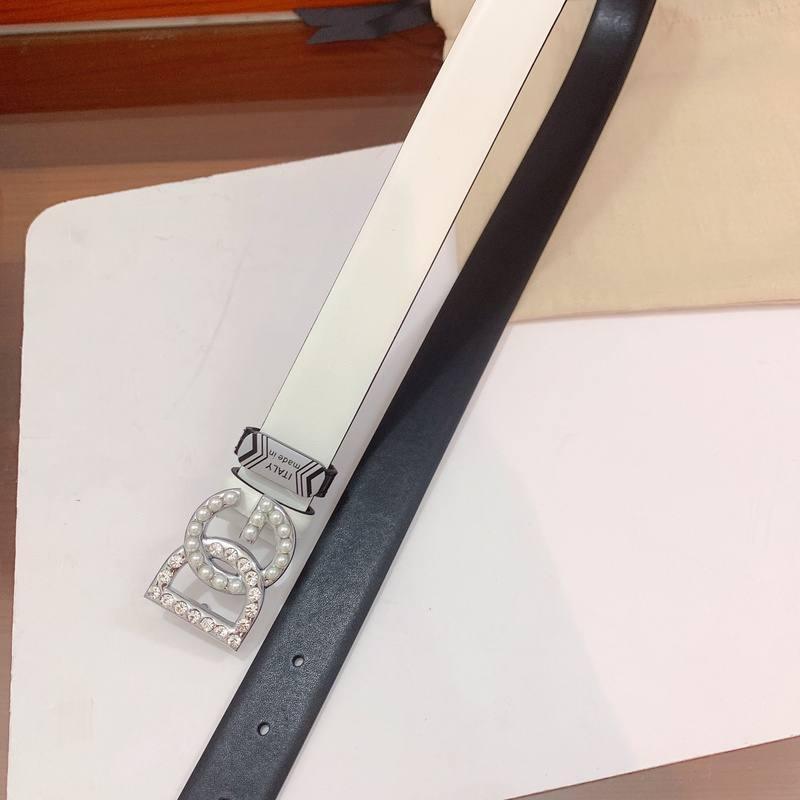 Dolce Gabbana Calfskin belt with bejeweled DG logo 'White' Banlieue91