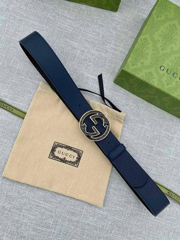 GUCCI Embellished coated-canvas and leather belt 'Blue' Banlieue91