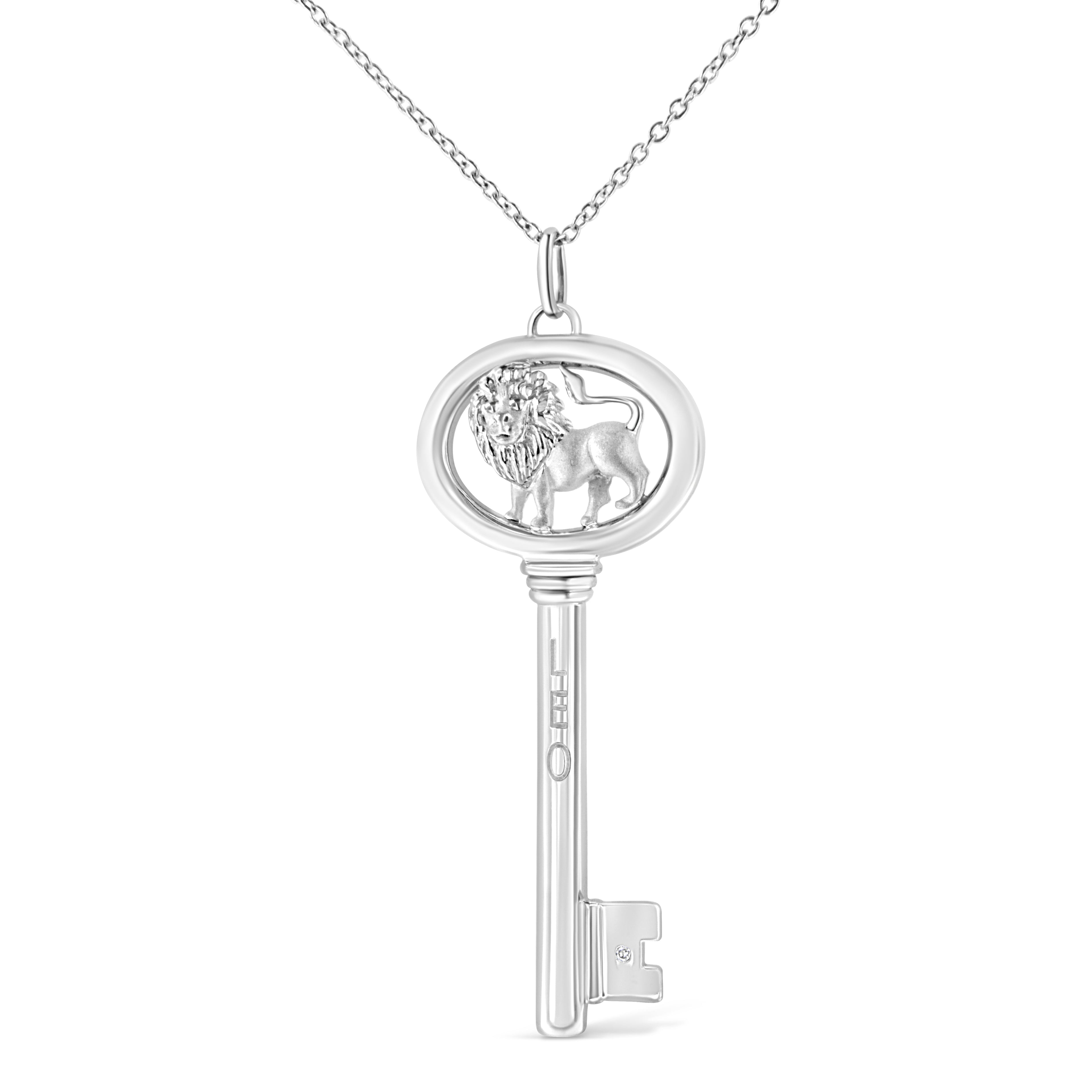.925 Sterling Silver Diamond Accent Virgo Zodiac Key 18" Pendant Necklace (K-L Color, I1-I2 Clarity) Bids.com