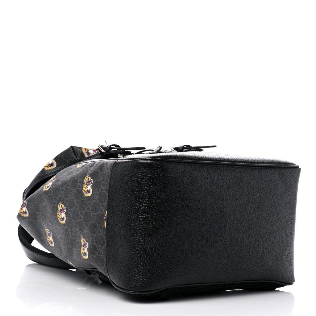 Gucci GG Supreme Monogram Azalea Calfskin Tigers Medium Retro Interlocking G Backpack Black Banlieue91