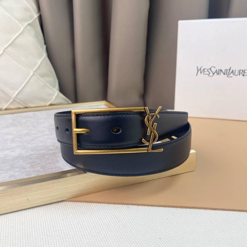 Saint Laurent Classic Monogram Square Buckle Belt Embossed Leather Banlieue91