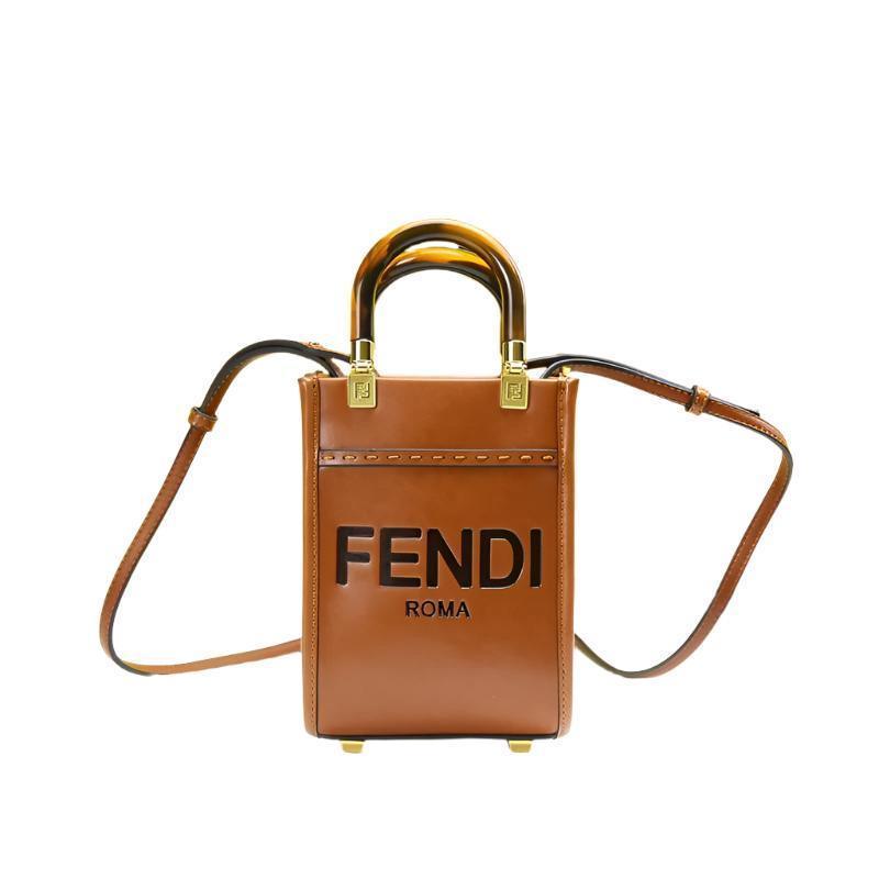 Fendi  Vitello King Plexiglass Logo Embossed Mini Fendi Sunshine Shopper Tote