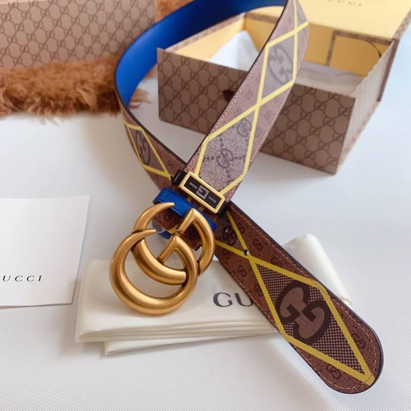 GUCCI Embellished coated-canvas and leather belt 'Brown' Banlieue91