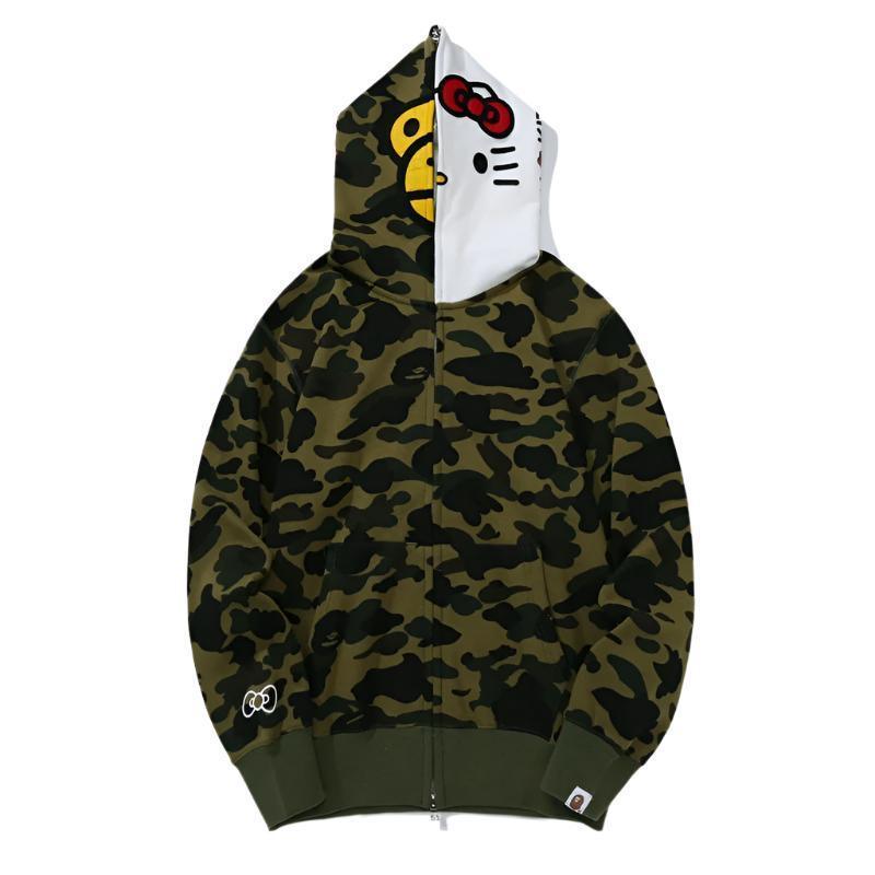 BAPE Sanrio Milo Hello Kitty Split Face 1st Camo Full Zip Hoodie A Bathing Ape Green Banlieue91