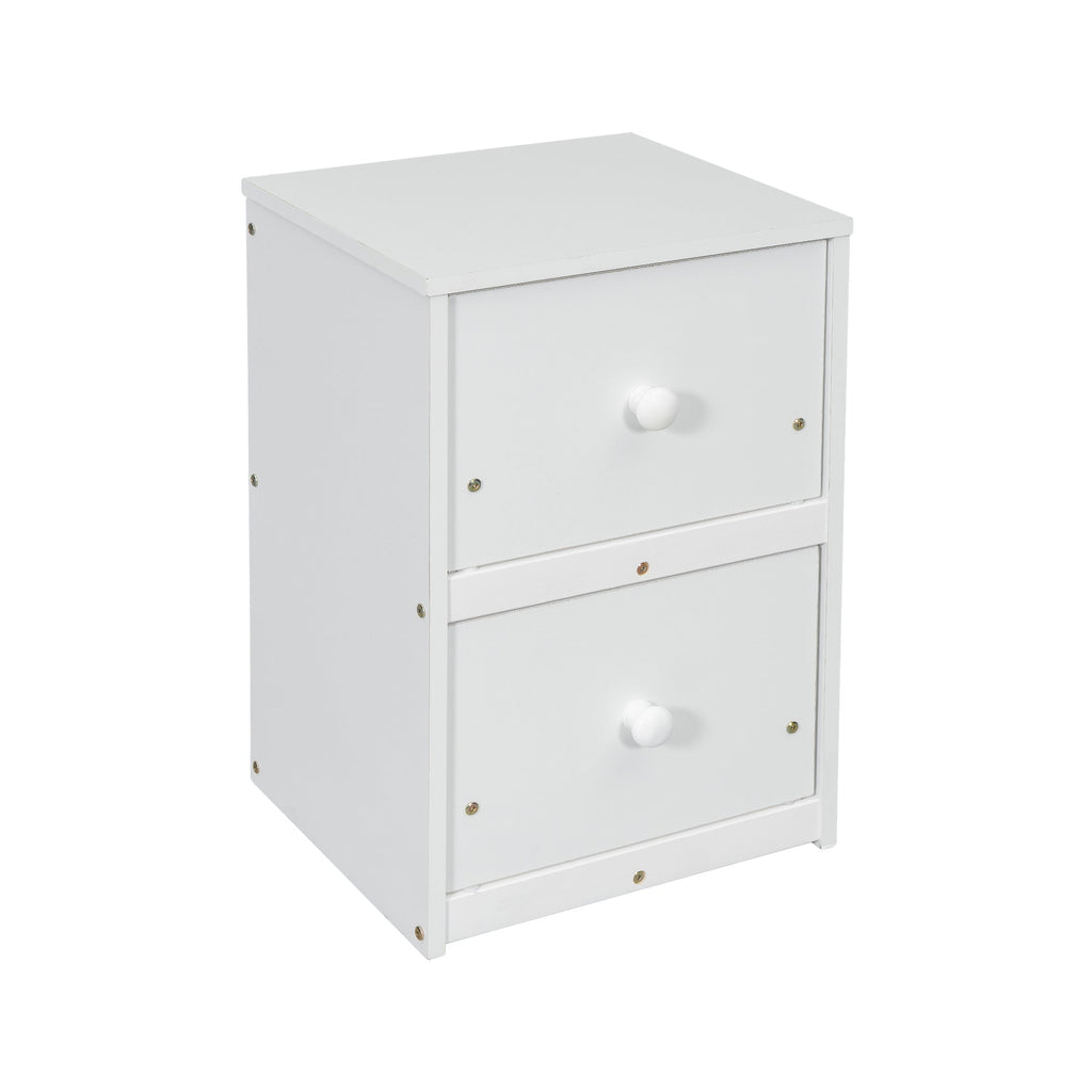 Twin Loft Wood Bed with Under-bed, Built-in Desk, a Storage Cabinet of 2 Drawers, Guardrails, Ladder,White