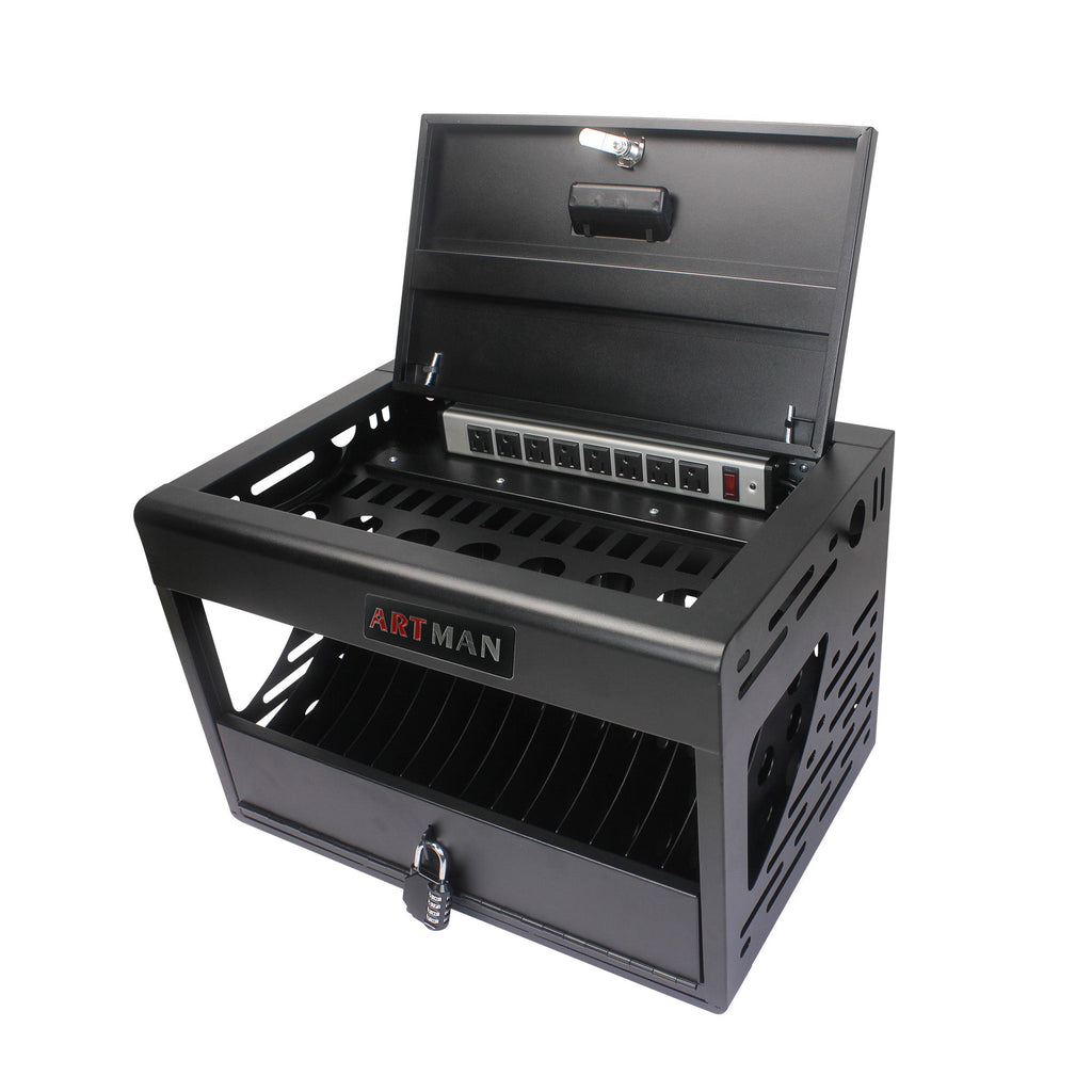 16 Bay Charging Cabinet for Laptop Chromebook Locking Charging Station-BLACK