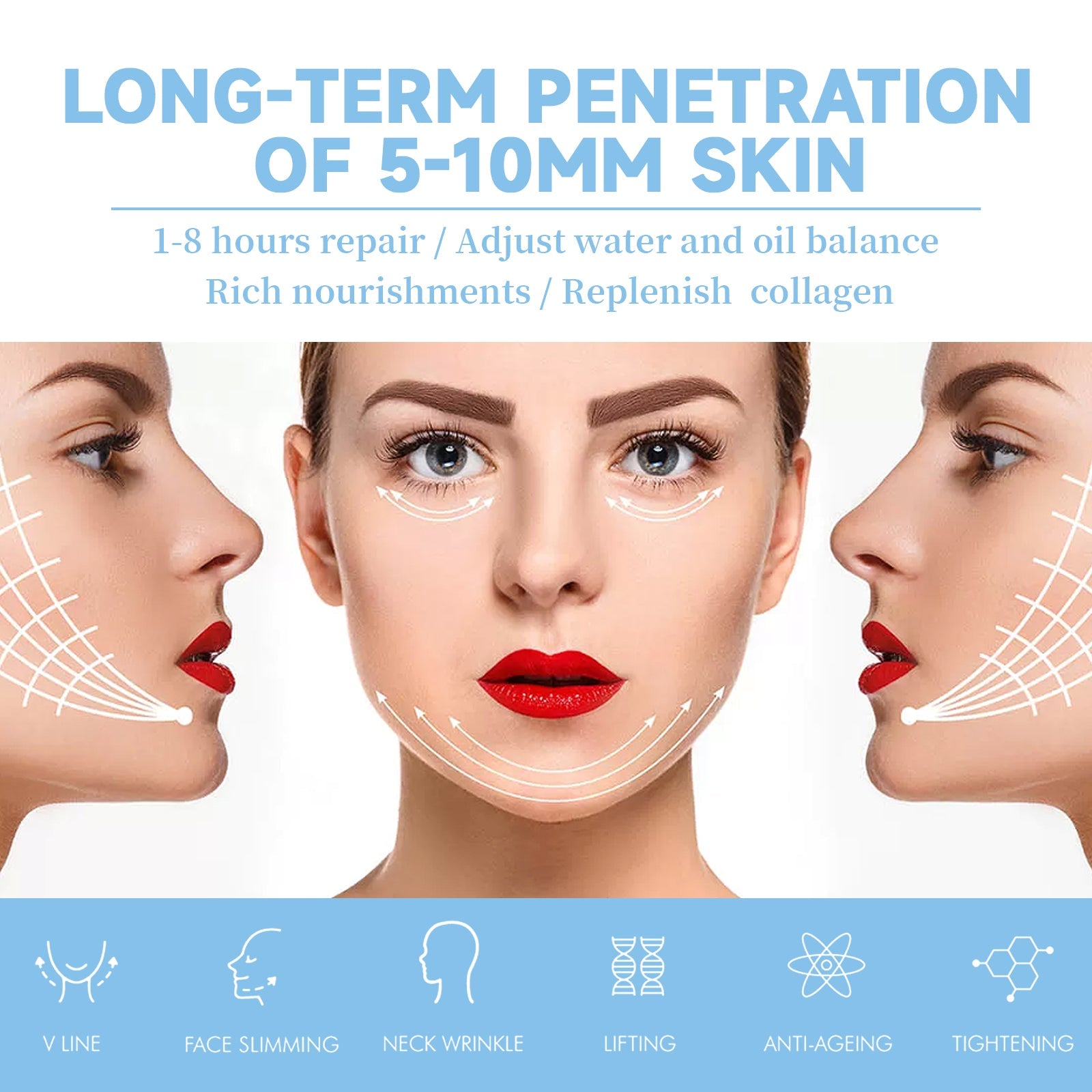 V-Shaped Face Mask, Face Double Chin Firming Small Face Shape Hanging Ear V-Face Lift Mask
