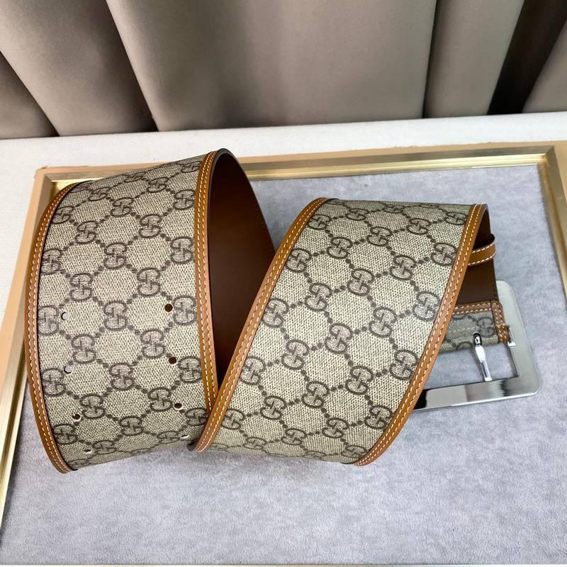 GUCCI Embellished coated-canvas and leather Women belt 'Beige' Banlieue91