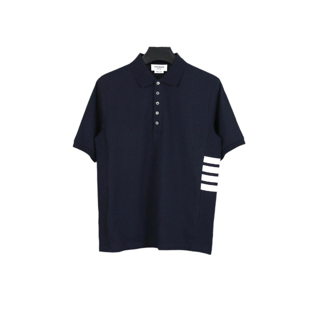 Thom Browne Navy Blue T-Shirt with Collar Banlieue91