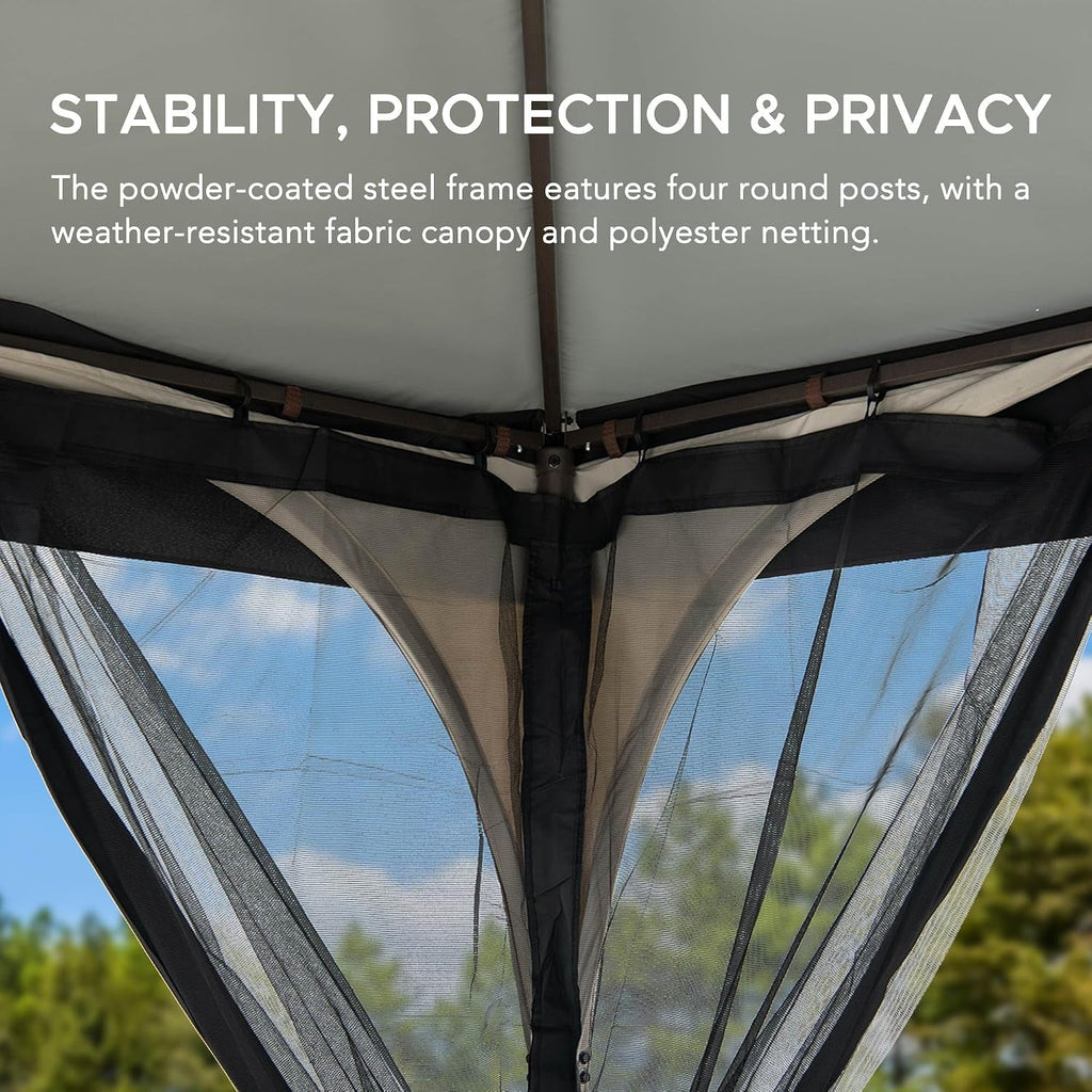 9 Ft Outdoor Gazebo Frame Durable With Mosquito Netting