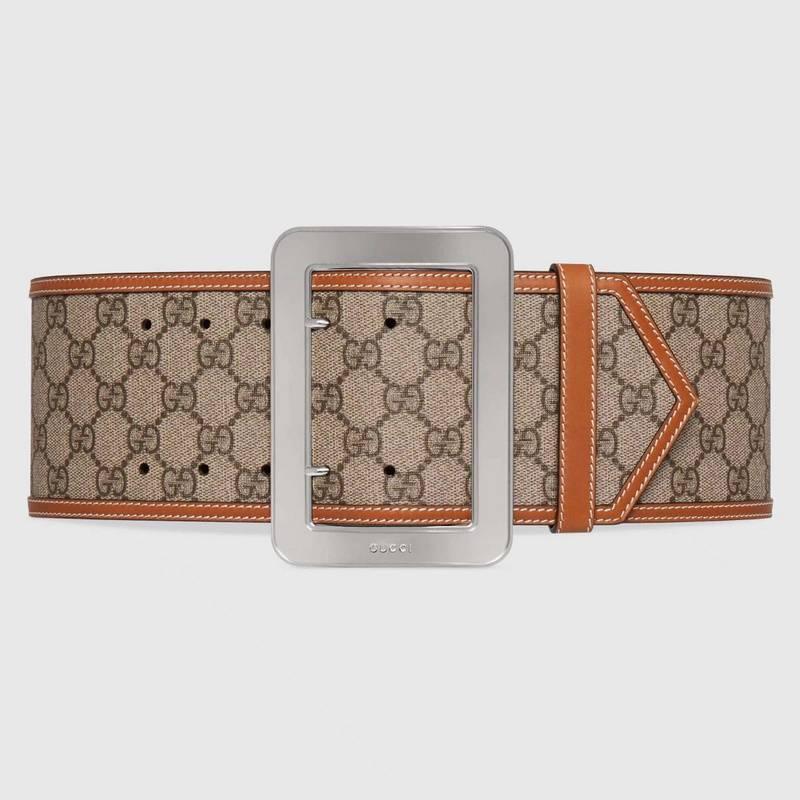 GUCCI Embellished coated-canvas and leather Women belt 'Beige' Banlieue91