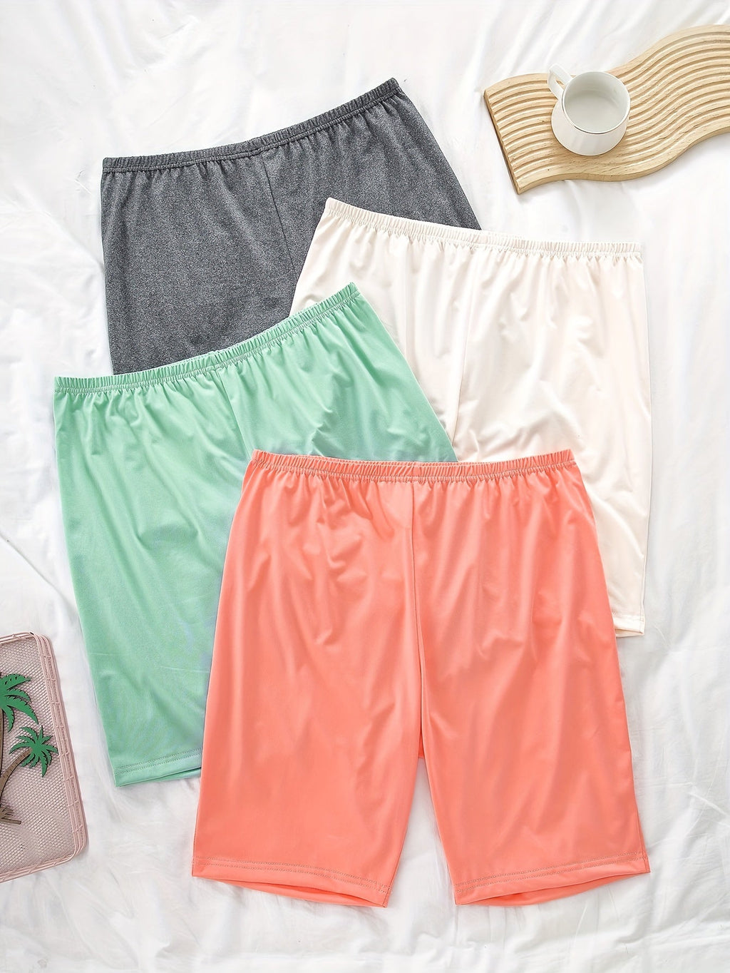 Plus Size Womens Comfy Elastic Waist Sleep Shorts 4Pack