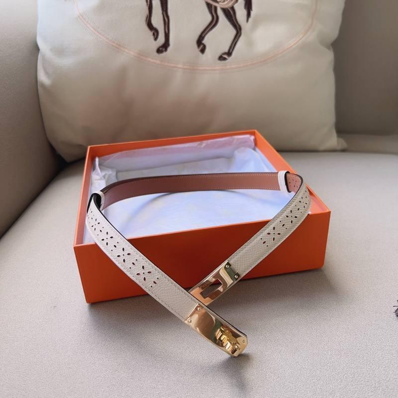 Hermes Men Gold Buckle Belt 'White' Banlieue91