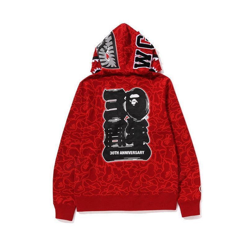 BAPE Line Camo Shark Full Zip Hoodie A Bathing Ape 'Red' Banlieue91
