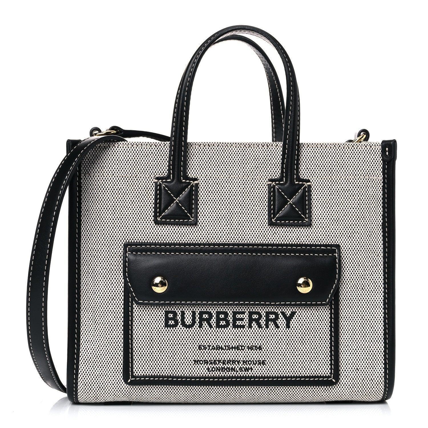 Burberry Canvas Smooth Calfskin Mini Two Tone Freya Tote Banlieue91
