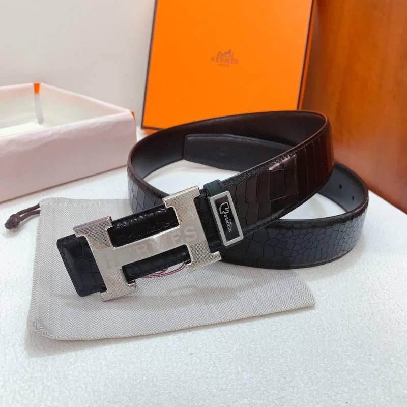 Hermes Men Silver Buckle Belt 'Black' Banlieue91