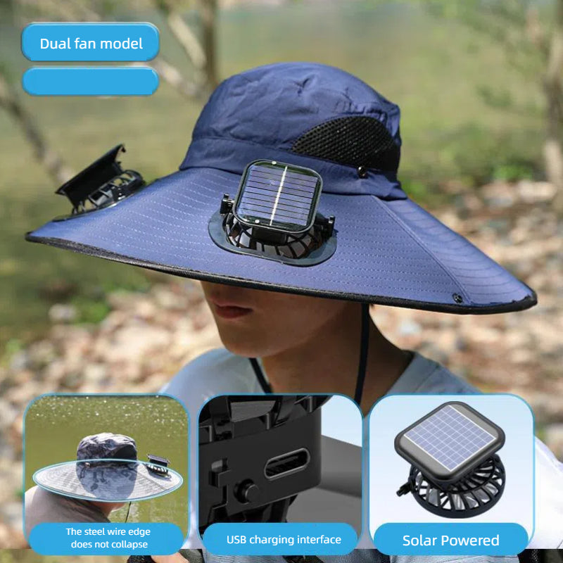 Camper Solar Fan Hat Fishing Hat Men's Outdoor Mountaineering UV Protection Sunshade Fishing Hat with Fan V.I.P Digital Presence