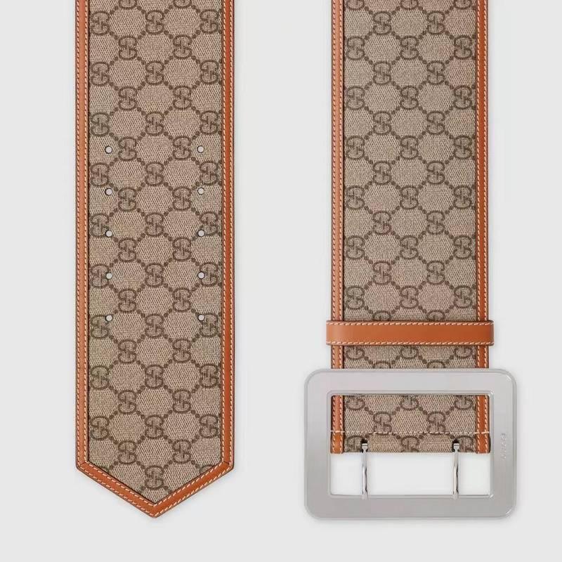 GUCCI Embellished coated-canvas and leather Women belt 'Beige' Banlieue91