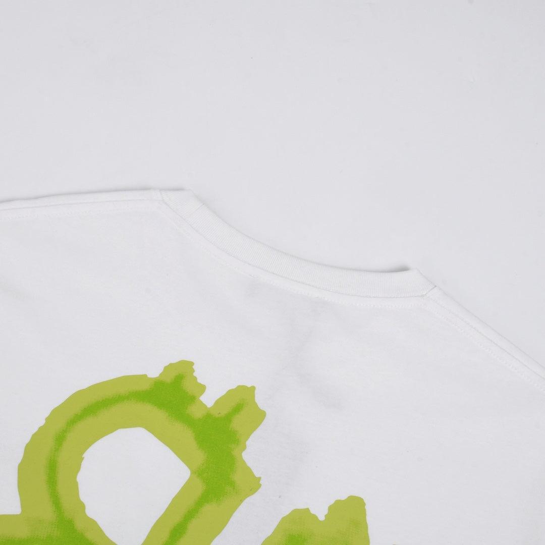 Balenciaga White & Green T-Shirt Without Collar Banlieue91