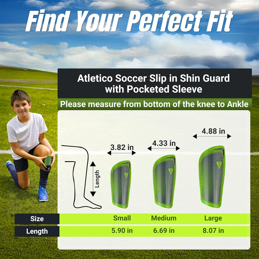 Vizari Atletico Soccer Shin Guards with Compression Pocket Sleeve – Green/Grey Vizari Sports