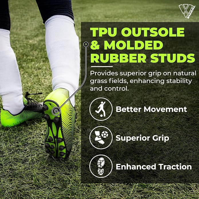 Vizari Stealth Firm Ground Soccer Shoes – Black/Green Vizari Sports