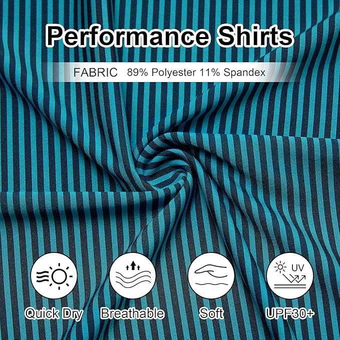 Golf Shirts for Men - Moisture Wicking Short Sleeve Performance Sport Casual Striped Collared Mens Polo Shirt IronWave Fitness
