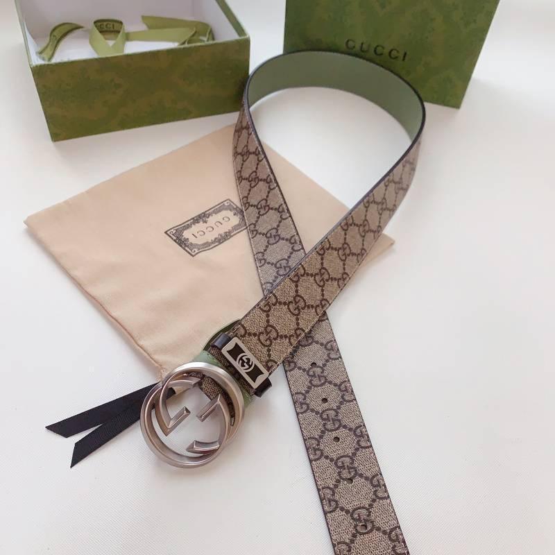 GUCCI Embellished coated-canvas and leather belt 'Beige' Banlieue91