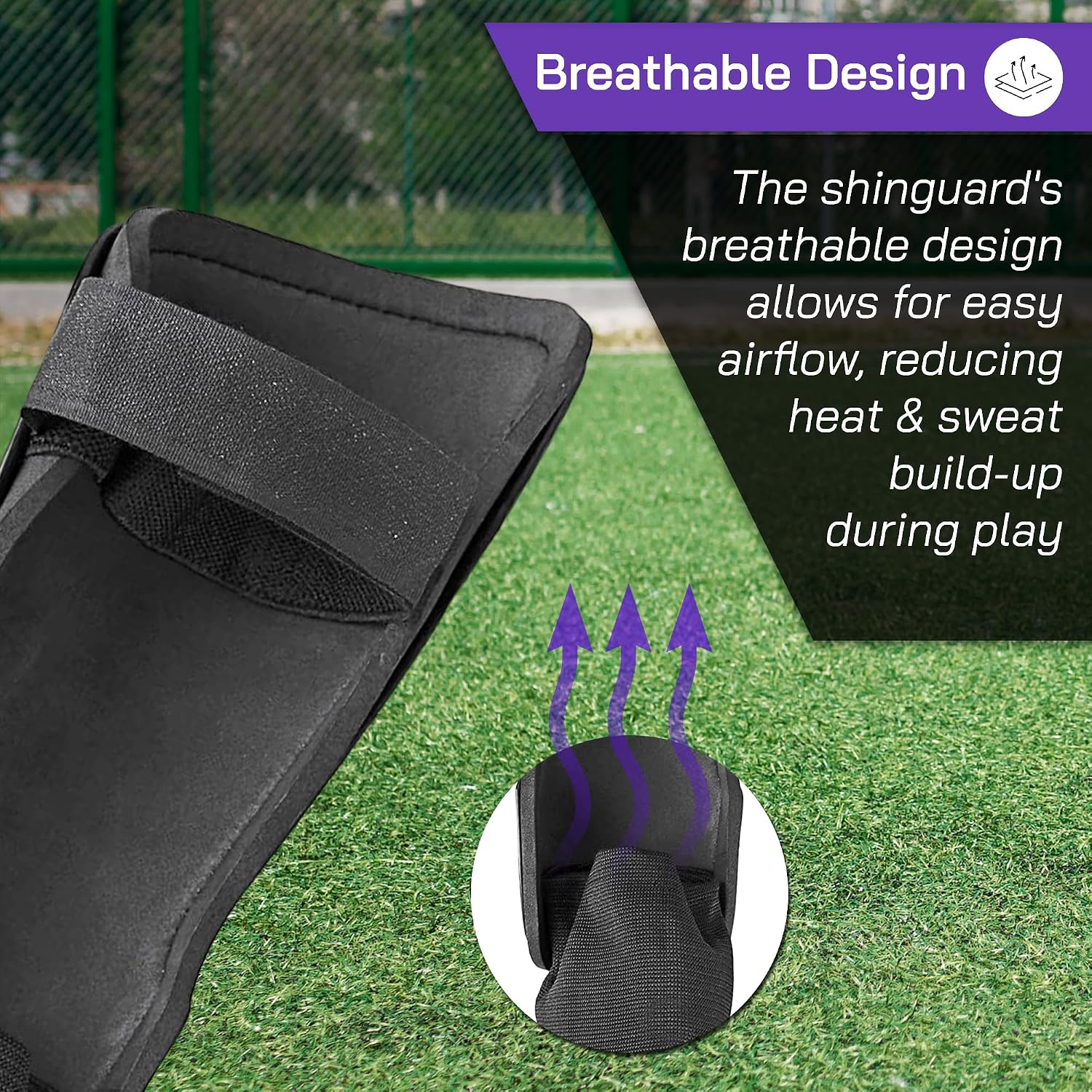 Vizari Malaga Soccer Shin Guards for Youth & Adults -Lightweight Ankle Protection – Purple/Green Vizari Sports