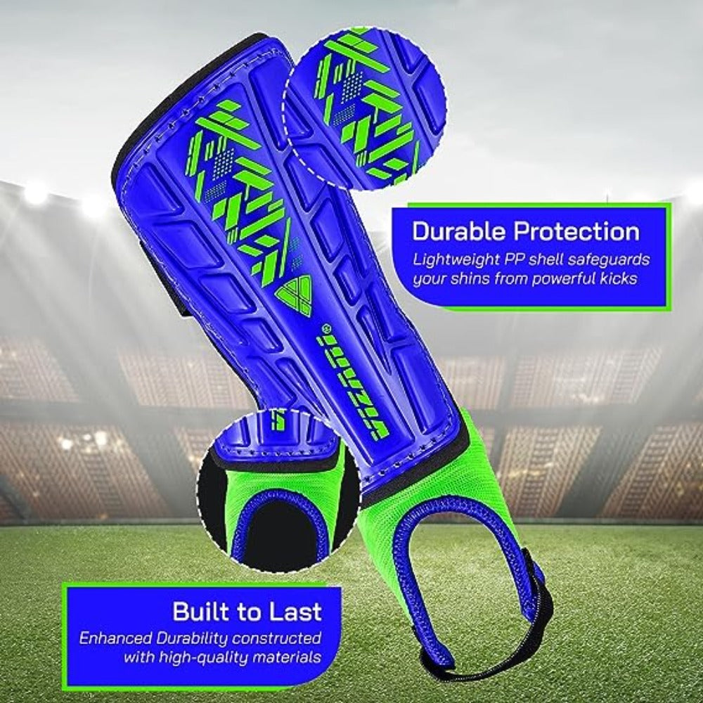 Vizari Malaga Soccer Shin Guards for Youth & Adults -Lightweight Ankle Protection – Blue/Green Vizari Sports