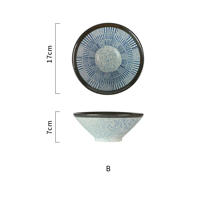 Lamian Noodles Bowl Sea Ripple Bamboo Hat Bowl Creative Large Soup Bowl Beef Noodle Bowl Home Vintage Bowl V.I.P Digital Presence