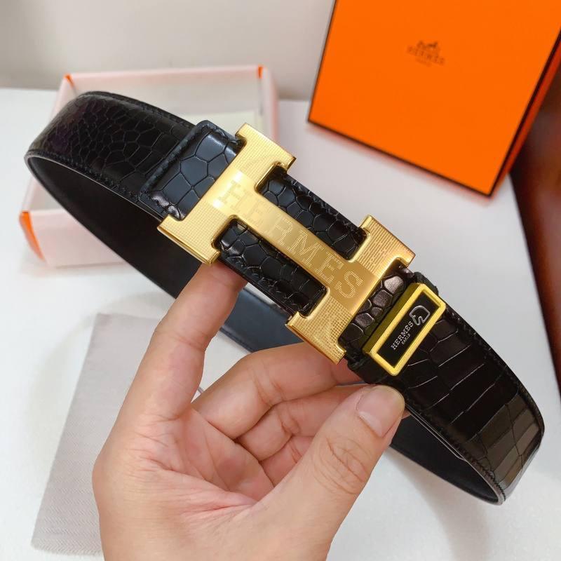 Hermes Men Gold Buckle Belt 'Black' Banlieue91